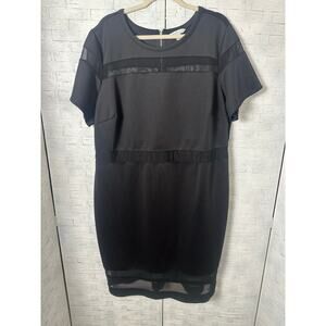 Boutique little black dress short sleeve round neck zip back share plus size